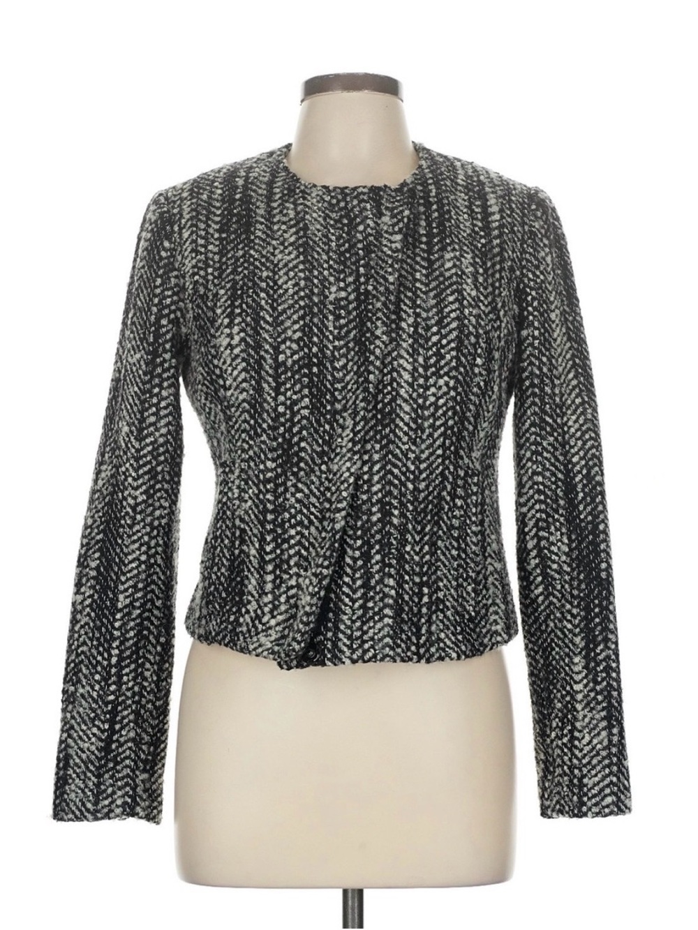 CAbi Black and White Knit Tweed Blazer